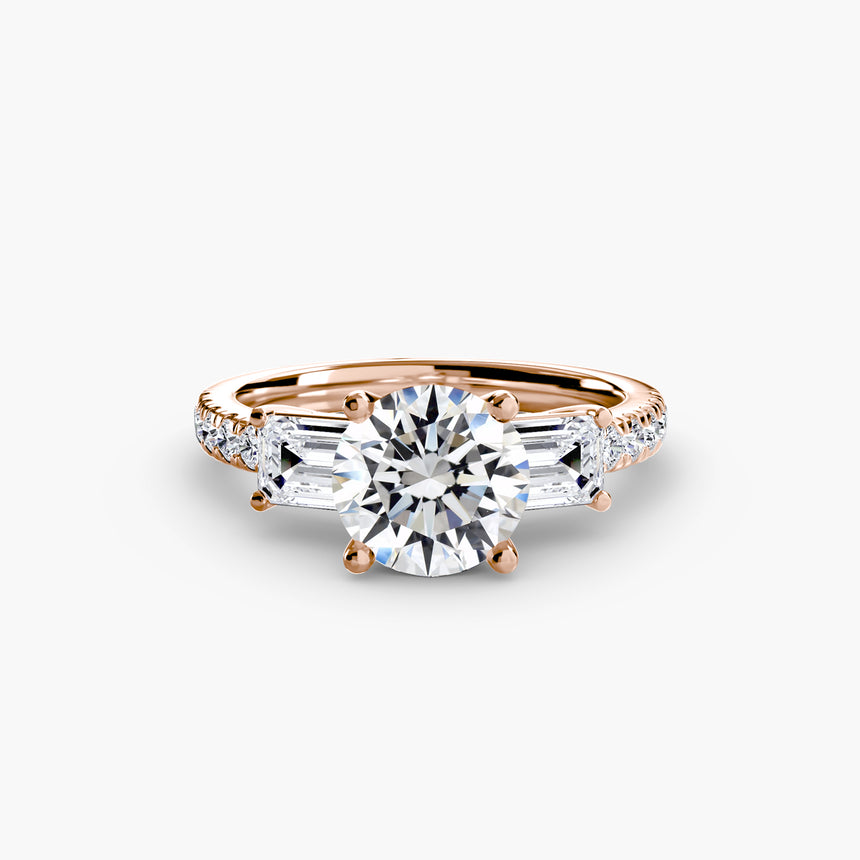 Imperial II Setting Three-Stone Ring with Pavé Band