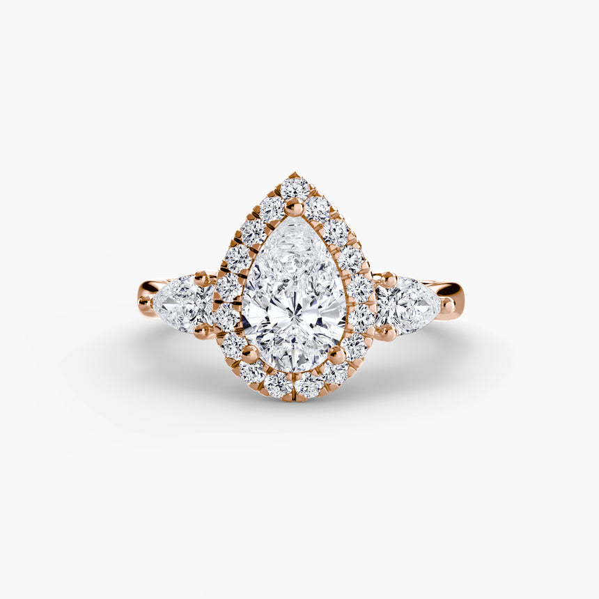 Custom pear halo engagement ring mount | SARATTI