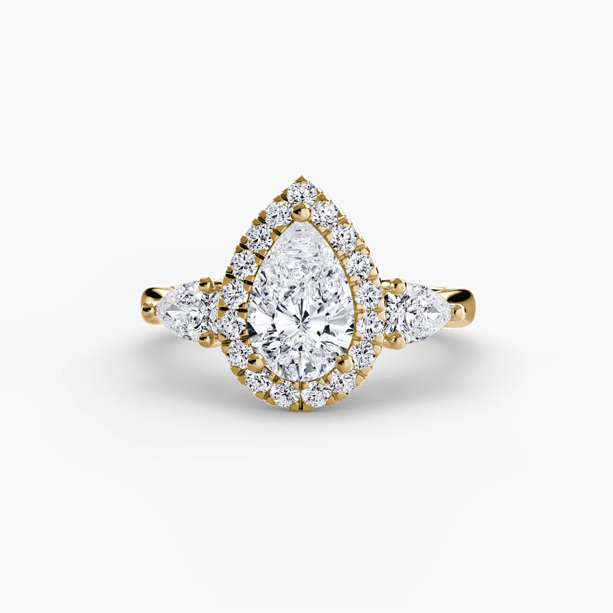 Modern pear halo bridal ring setting | SARATTI