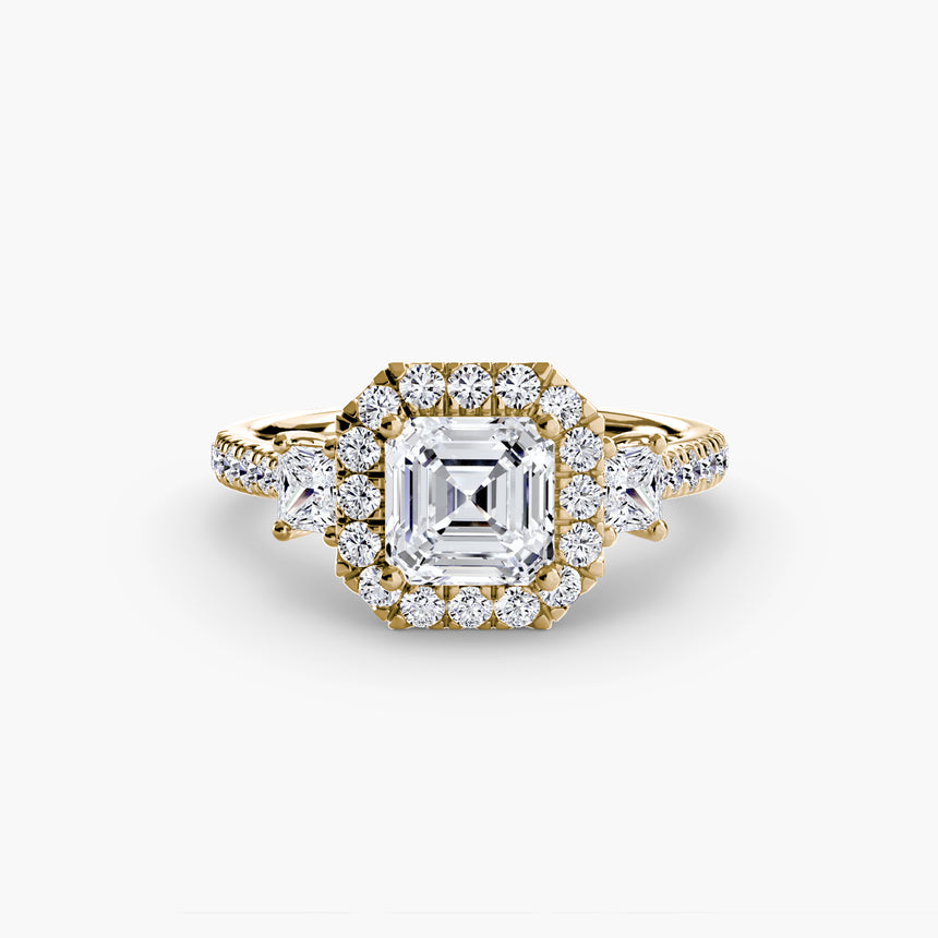 Aurex Halo Three Stone Ring Setting