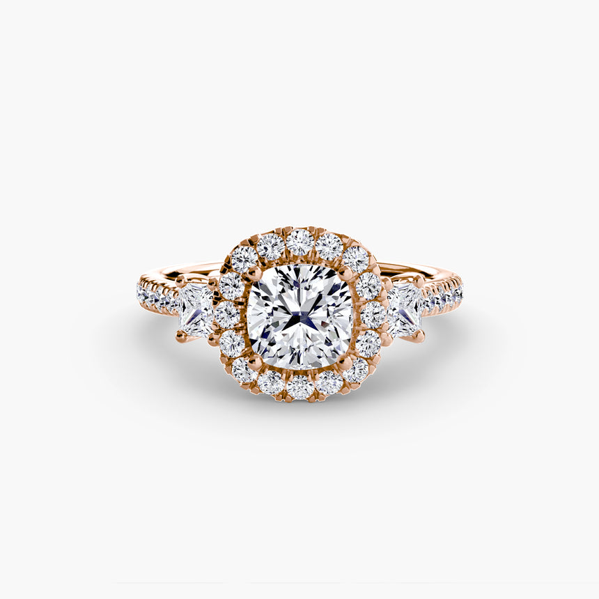 Aurex Halo Three Stone Ring Setting