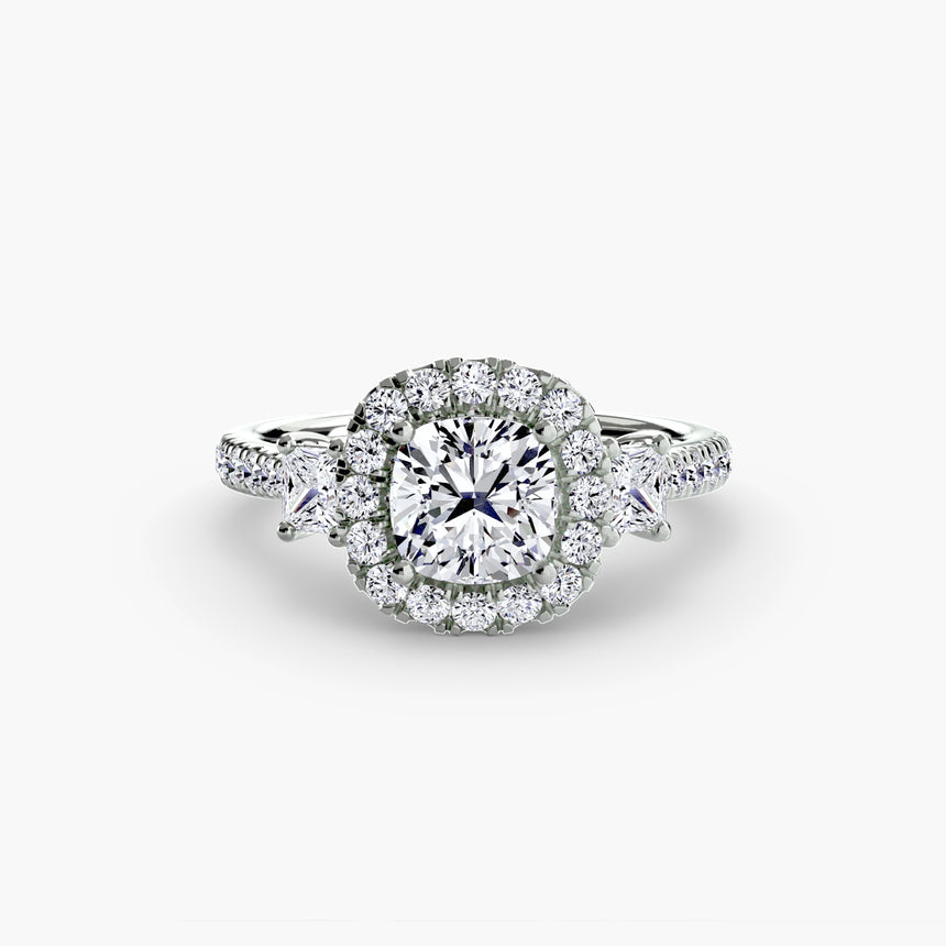 Aurex Halo Three Stone Ring Setting