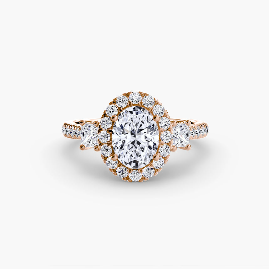 Aurex Halo Three Stone Ring Setting