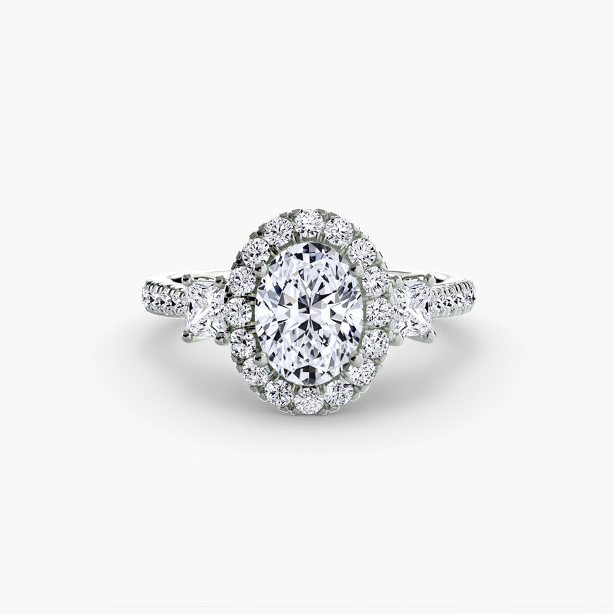 Aurex Halo Three Stone Ring Setting