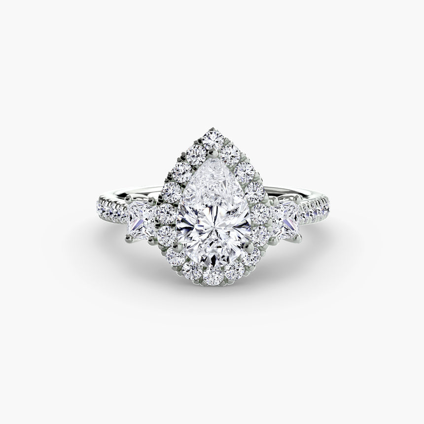 Aurex Halo Three Stone Ring Setting