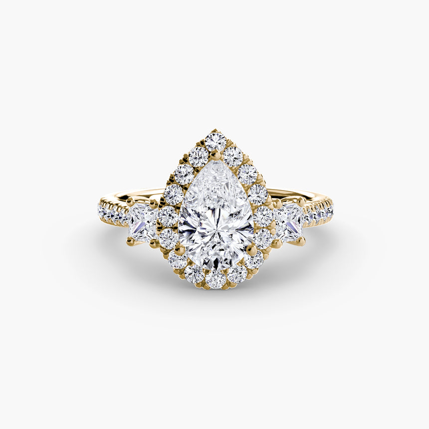 Aurex Halo Three Stone Ring Setting