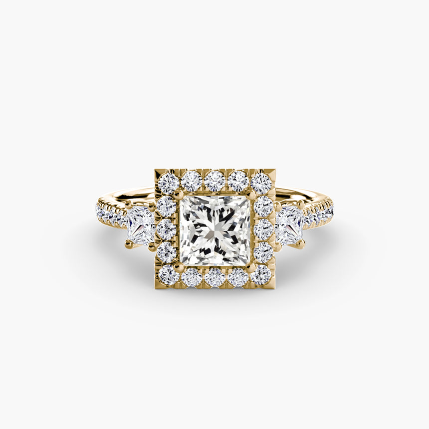 Aurex Halo Three Stone Ring Setting