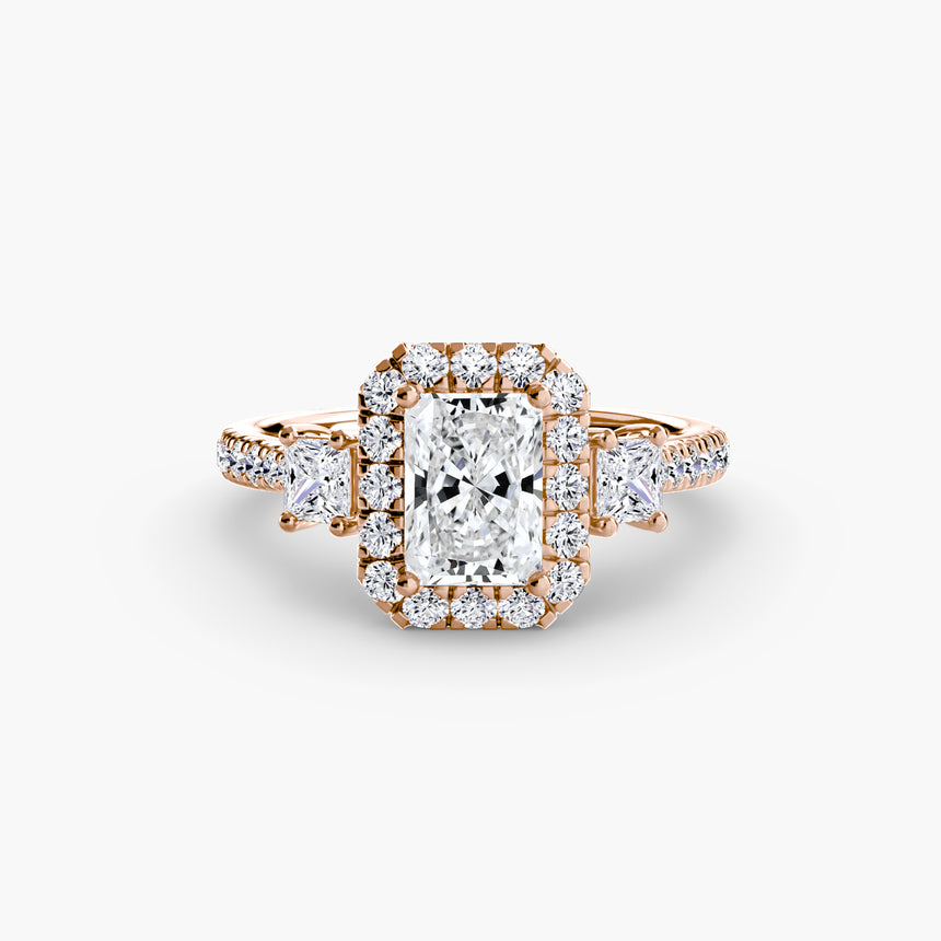 Aurex Halo Three Stone Ring Setting