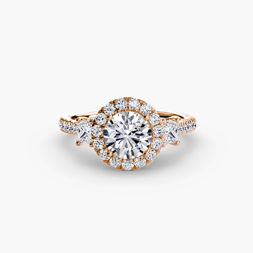 Aurex Halo Three Stone Ring Setting