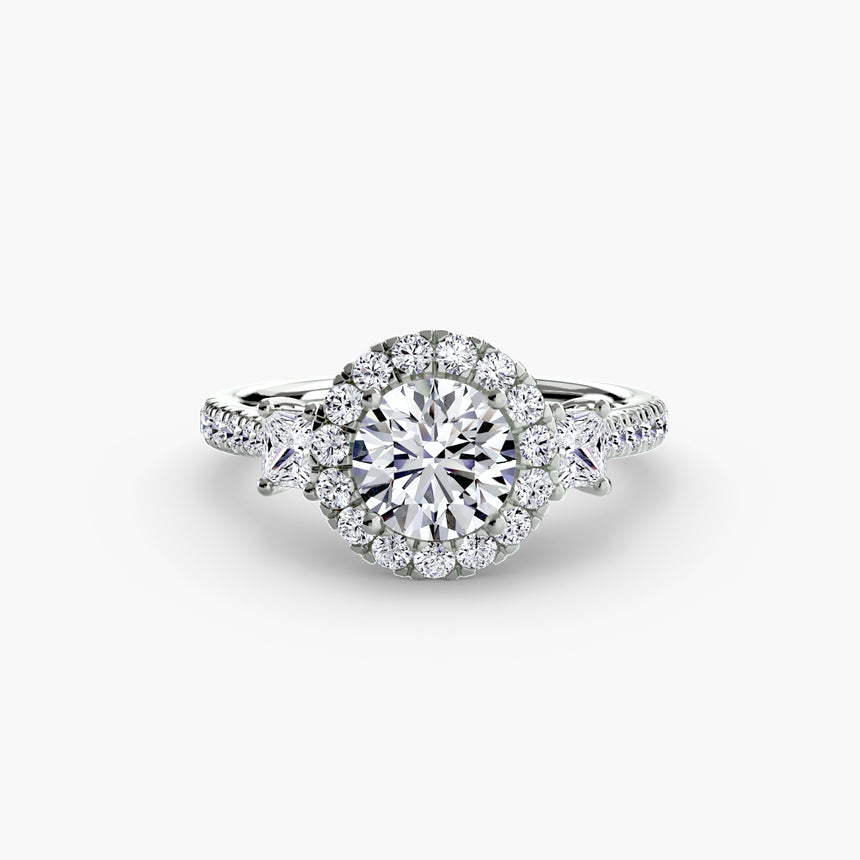 Aurex Halo Three Stone Ring Setting