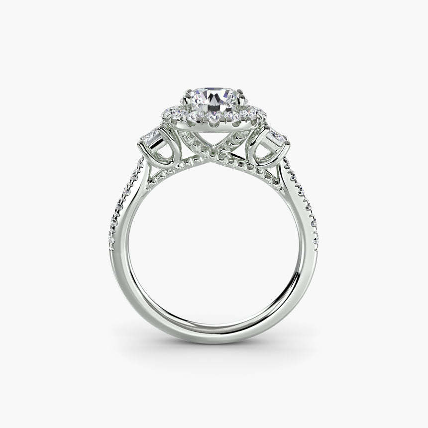 Aurex Halo Three Stone Ring Setting