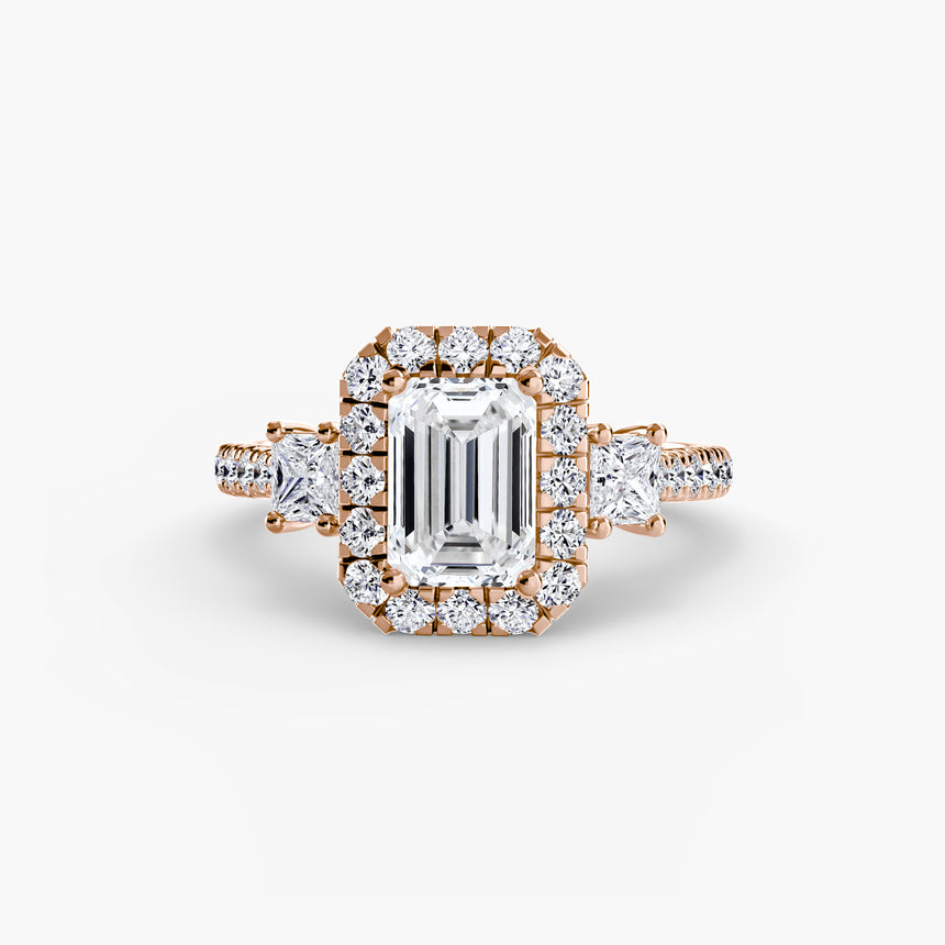 Aurex Halo Three Stone Ring Setting