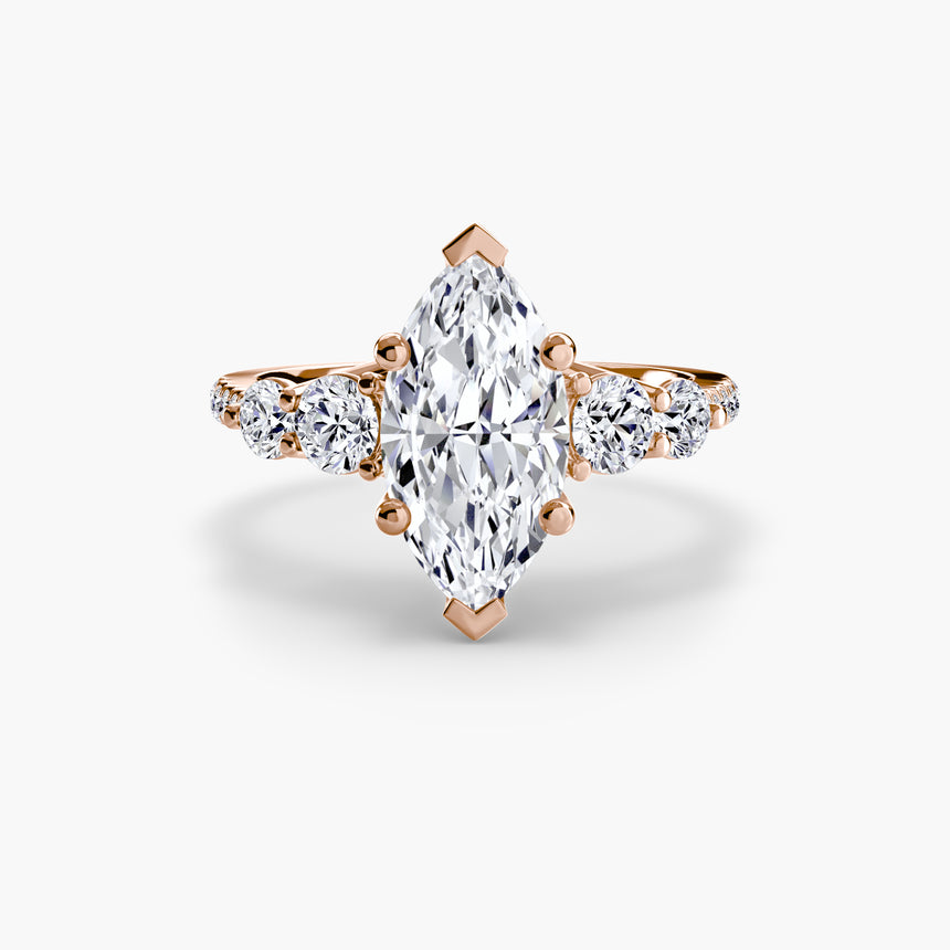 Five Stone Ring with Pavé Band