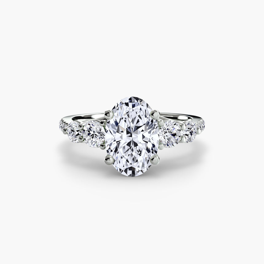 Five Stone Ring with Pavé Band