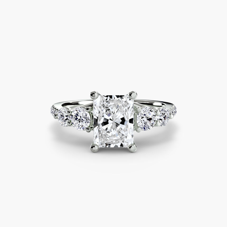 Five Stone Ring with Pavé Band