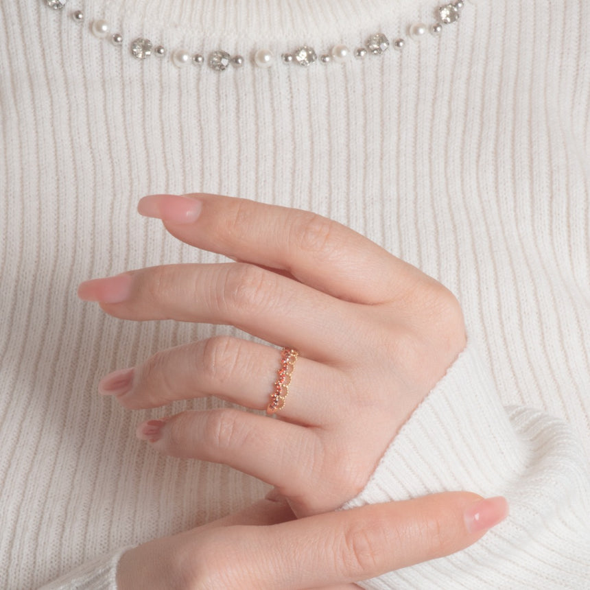 The Ember Tiara- Red Diamond Vintage-Inspired Yellow Gold Band