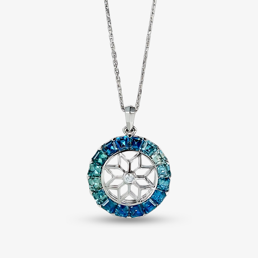 Winter's Compass Blue Sapphire Necklace | Saratti Jewelry
