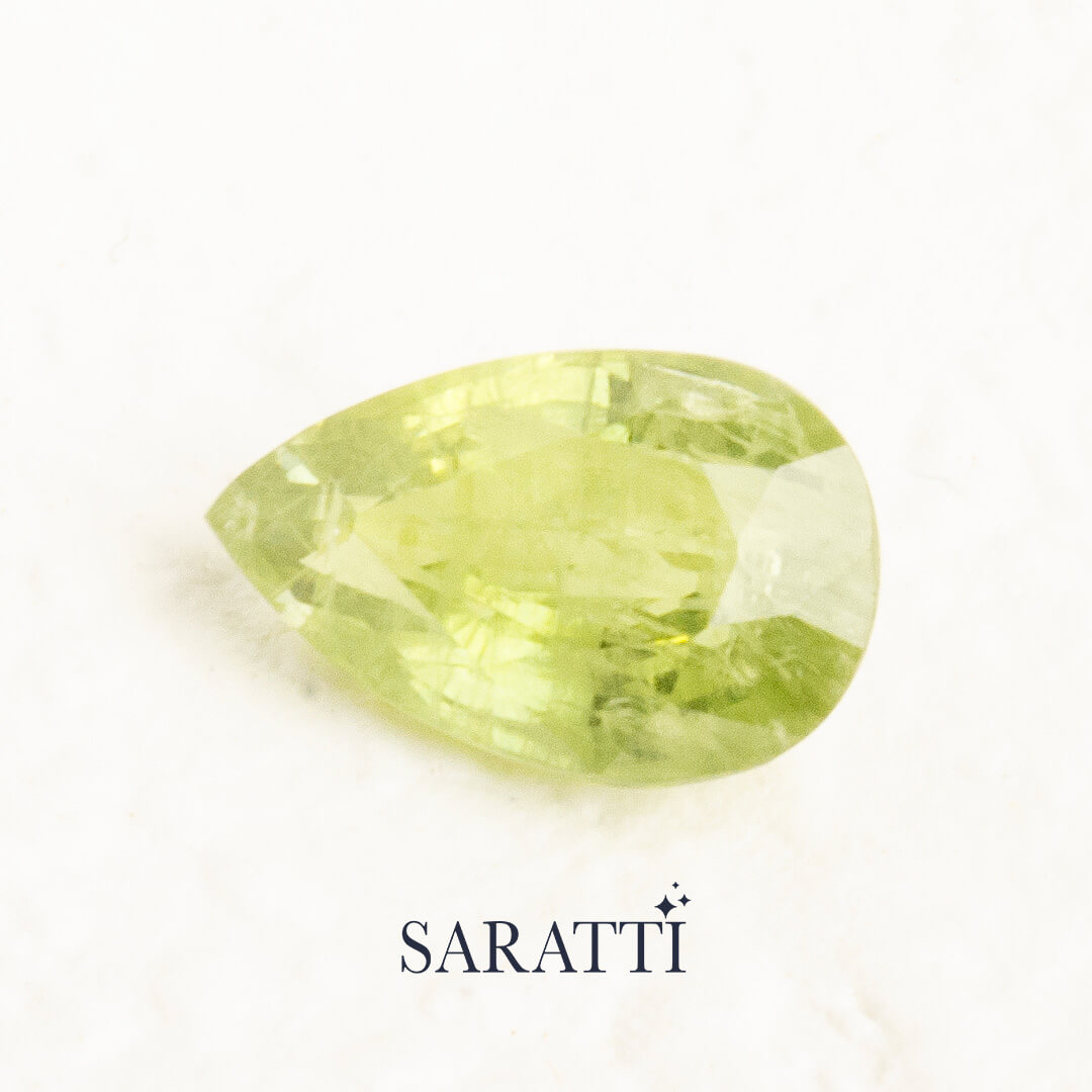 Genuine Green Natural Sapphire Gemstone in Pear Cut | 1.96 carats  - SARATTI