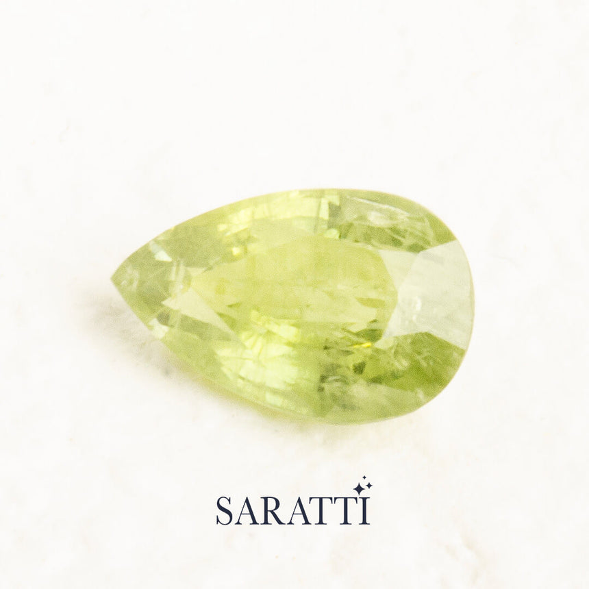 Genuine Green Natural Sapphire Gemstone in Pear Cut | 1.96 carats - SARATTI