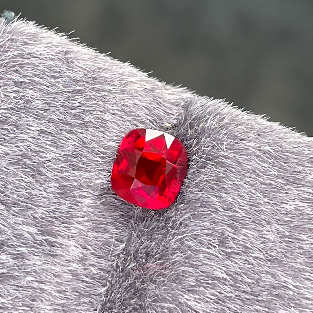 1.53 cts Cushion Cut Red Ruby Loose Gemstone Unheated | GRS Certified