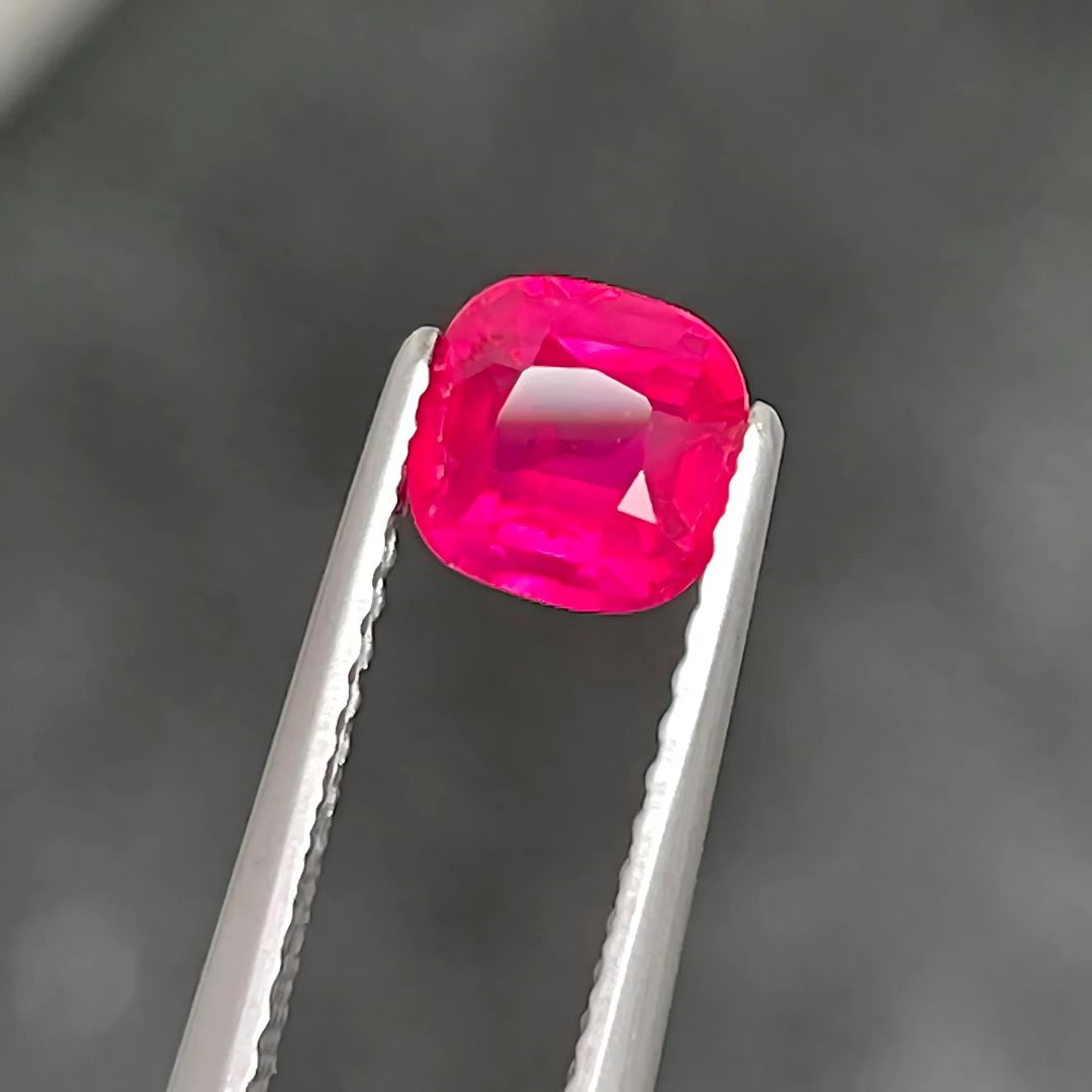 Reddish Pink Cushion Cut Ruby Gemstone | Saratti