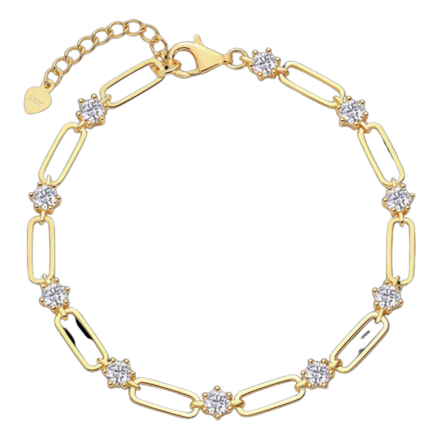 Regal Constellation: Moissanite Interlink Gold Vermeil Bracelet