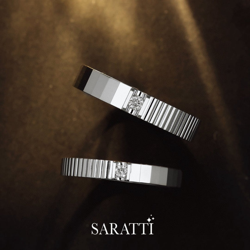 Timeless Round Diamond Wedding Set in 18K White Gold | Saratti