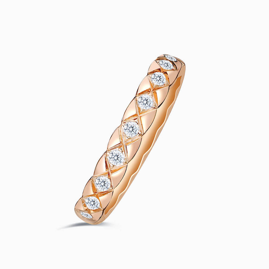 Rose Gold Diamond Encrusted Version - Hot Cross Diamond Eternity Wedding Band | Saratti