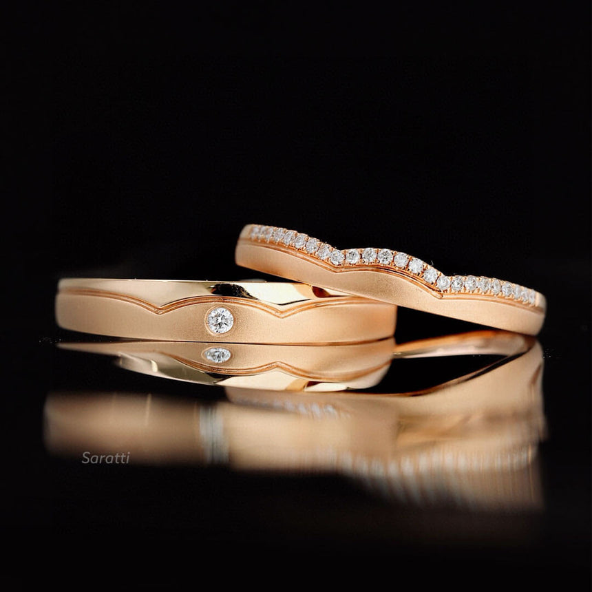 18K Rose Gold Half Eternity Diamond Band Wedding Set | SarattiRose Gold Half Eternity Diamond Band Wedding Set | Saratti