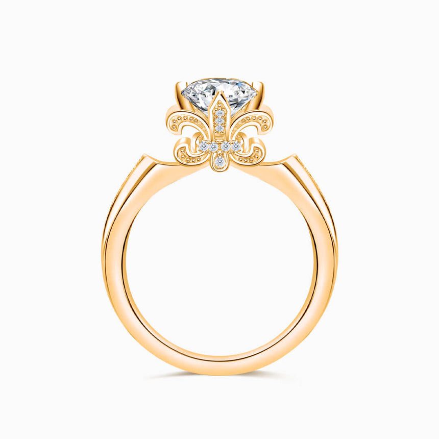 Rose Gold Fleur de Lis Dainty Diamond Ring | Saratti Diamonds