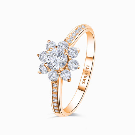 Rose Gold Pave Design Fortune Compass II Natural Diamond Engagement Ring | Saratti Diamond