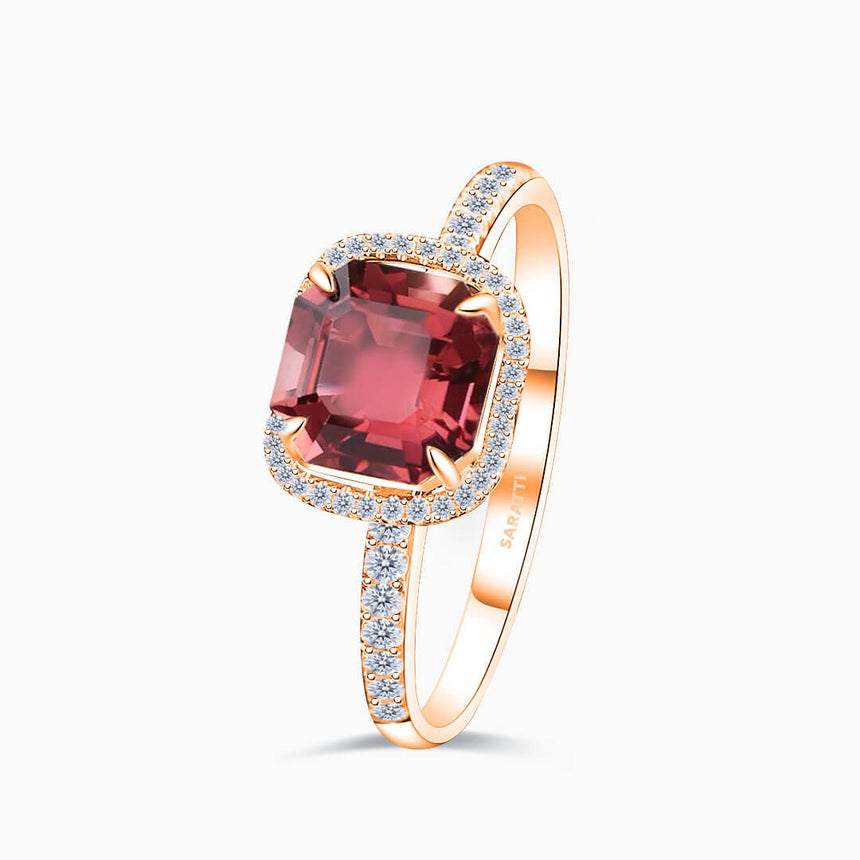 Rose Gold  Regina Rouge Red Tourmaline and Diamond Ring | Saratti Fine Jewelry
