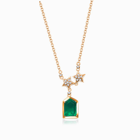 Rose Gold Esprit de Nature Emerald & Diamond Pendant | Saratti Fine Jewelry