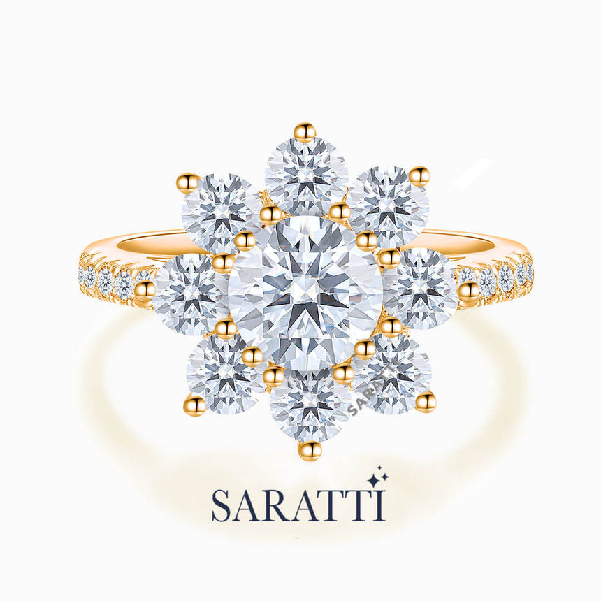 Halo perspective of the White Gold Fleur Diamantée Natural Diamond Engagement Ring | Saratti Diamonds
