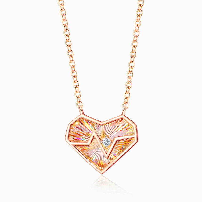 18 K Rose Gold Heartbeat Diamond Necklace | Saratti