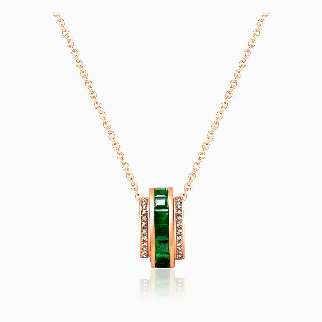 Rose Gold Roulette Verte Emerald Pendant Necklace | Saratti Fine Jewelry