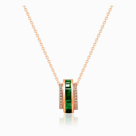 Rose Gold Roulette Verte Emerald Pendant Necklace | Saratti Fine Jewelry
