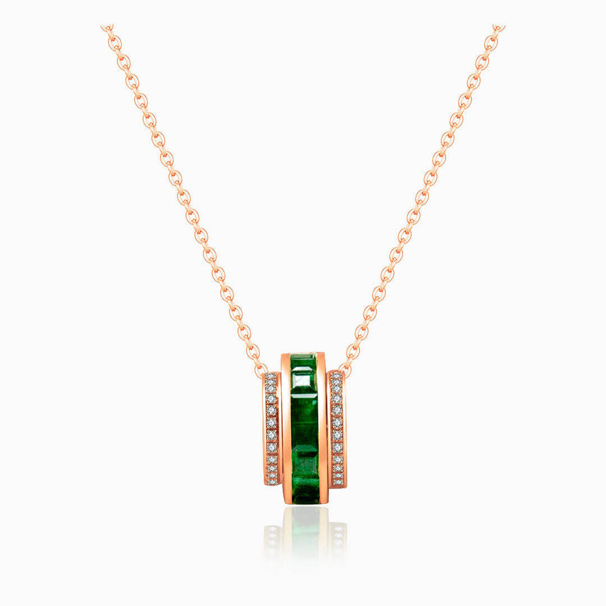 Rose Gold Roulette Verte Emerald Pendant Necklace | Saratti Fine Jewelry