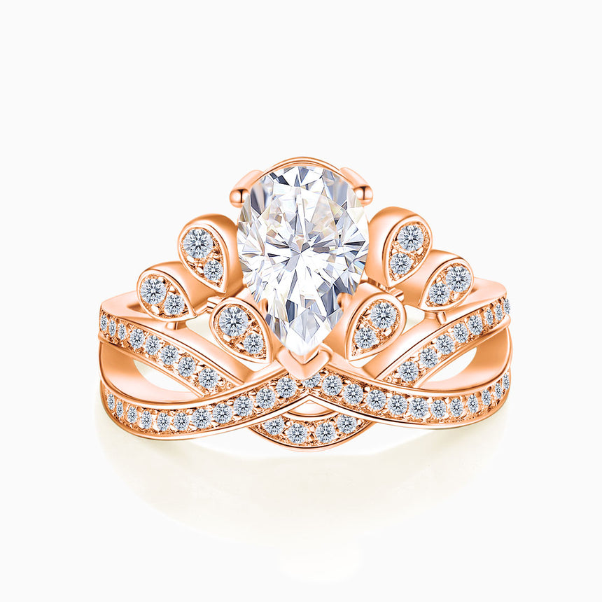 Diamond Pave Pear Cut Rose Gold Engagement Ring | Saratti Diamonds