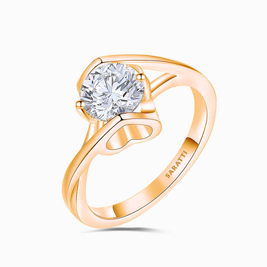 Centre Stone and Heart Motif Featuring on the Amour Mobius Dainty Diamond Ring | Saratti Diamonds