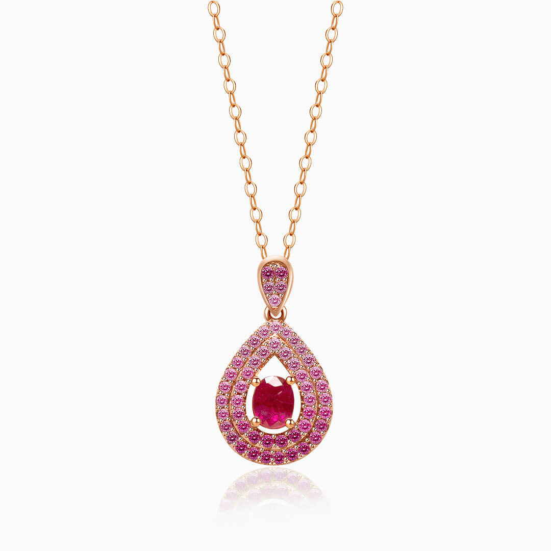 Rose Gold Mogok Rose Red Ruby Pendant | Saratti Fine Jewelry