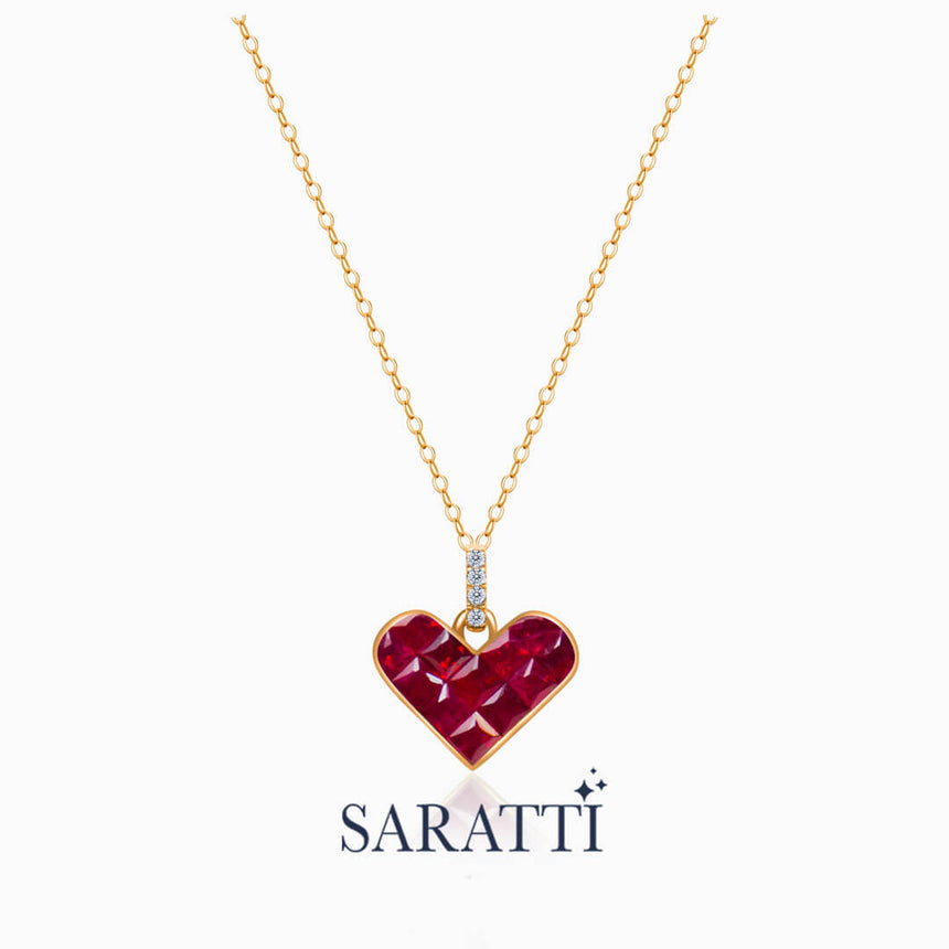 Rose Gold Alma Rosa Ruby Heart Necklace | Saratti