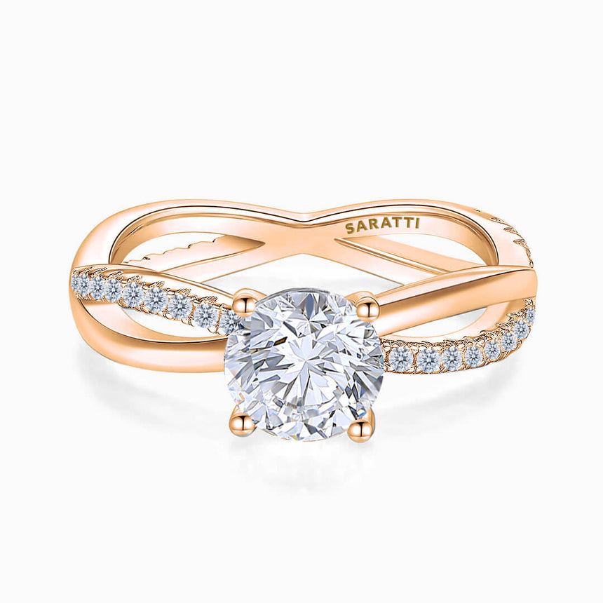 Centre Stone Perspective of the Rose Gold Nexus Aeternus Avant-Garde Diamond Engagement Ring | Saratti Diamonds