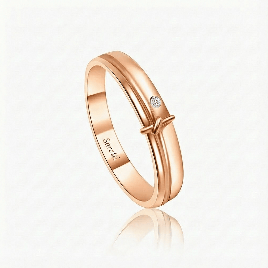 Rose Gold Men’s Band with 0.03ct Bezel-Set Diamond – SARATTI