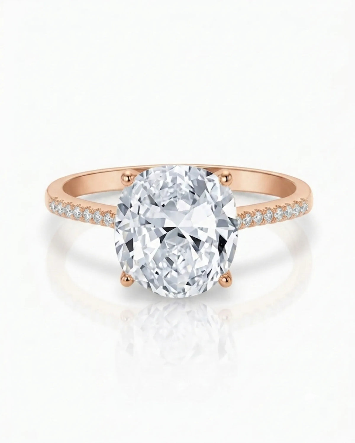 Rose gold cushion moissanite engagement ring for romantic proposal moments | SARATTI