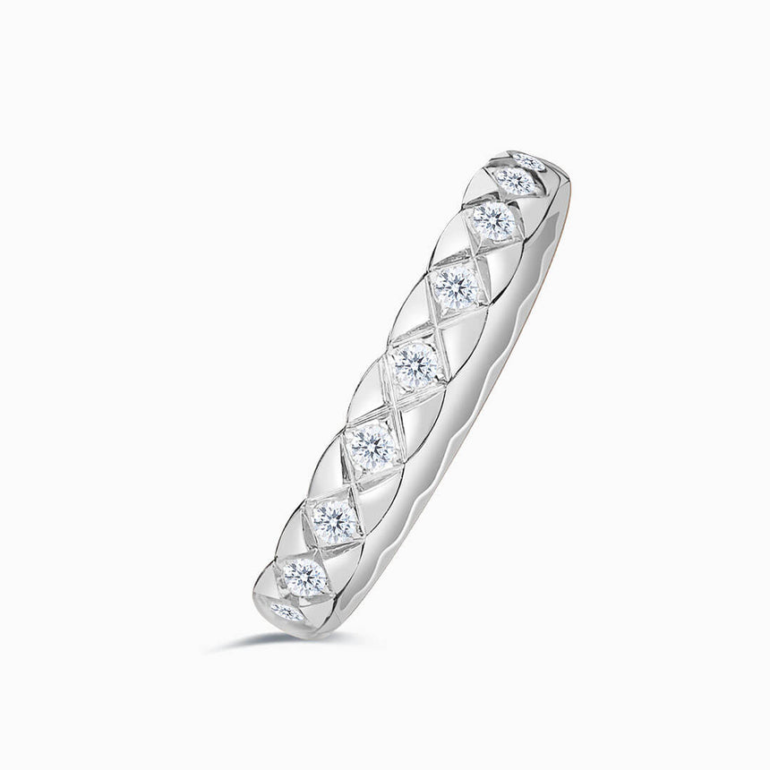 White Gold Diamond Encrusted Version - Hot Cross Diamond Eternity Wedding Band | Saratti