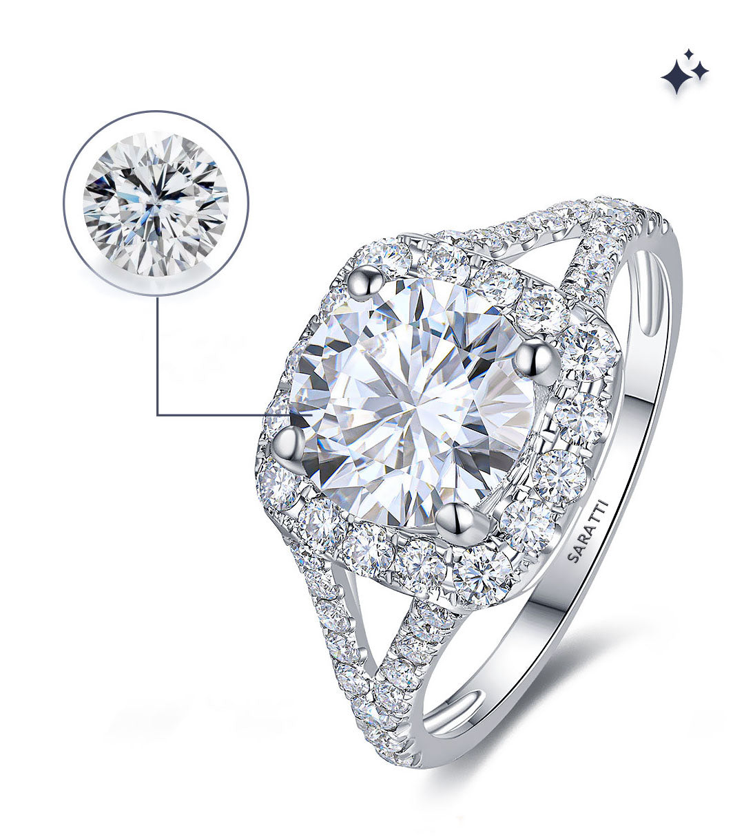 Round centre stone engagement ring by SARATTI