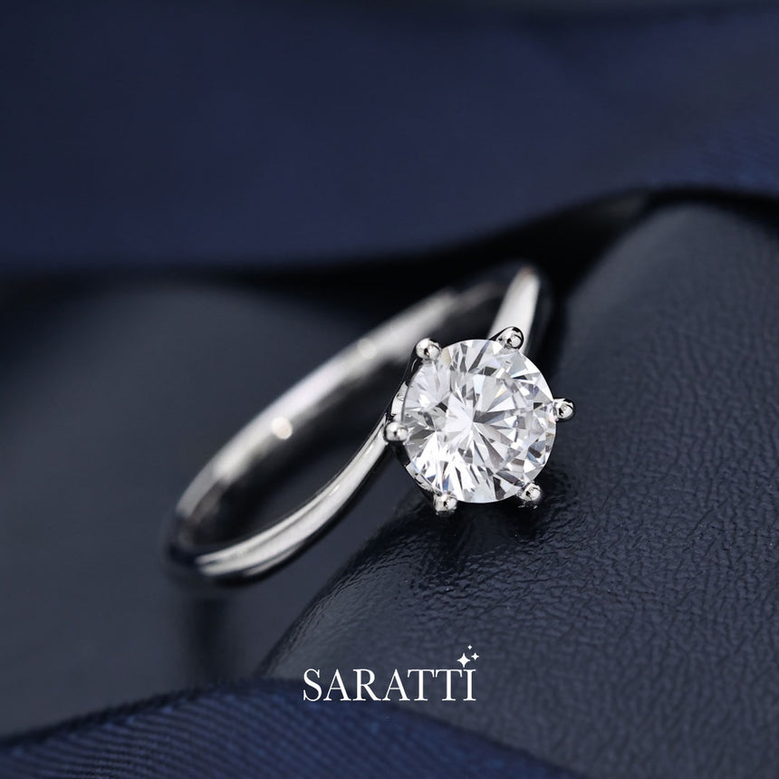 Twisted Diamond Promise Ring in White Gold | Saratti Jewelry
