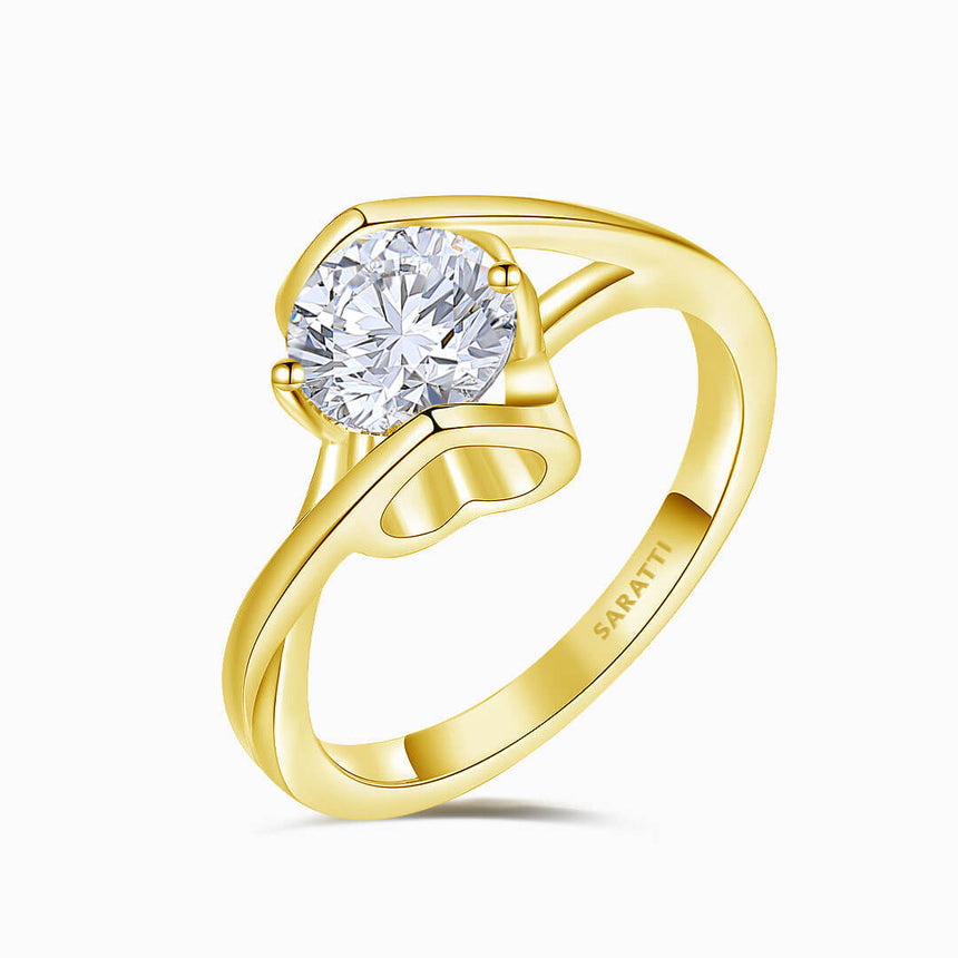 Centre Stone Perspective of the Yellow Gold Amour Mobius Dainty Diamond Ring | Saratti Diamonds