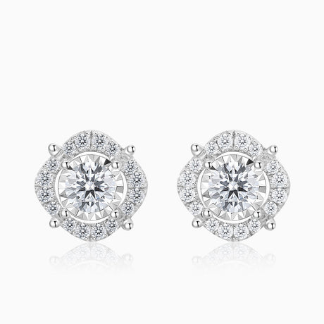 Prong Set Halo Diamond Gold Earring Stud | Saratti | Custom Fine and High Jewelry